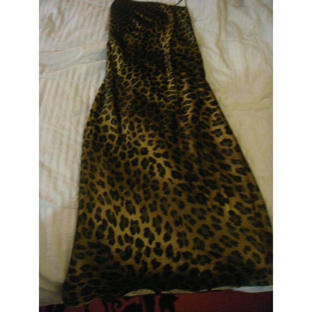 ABS Evening Allen Schwartz leopard print dress 8 strappy back fully lined